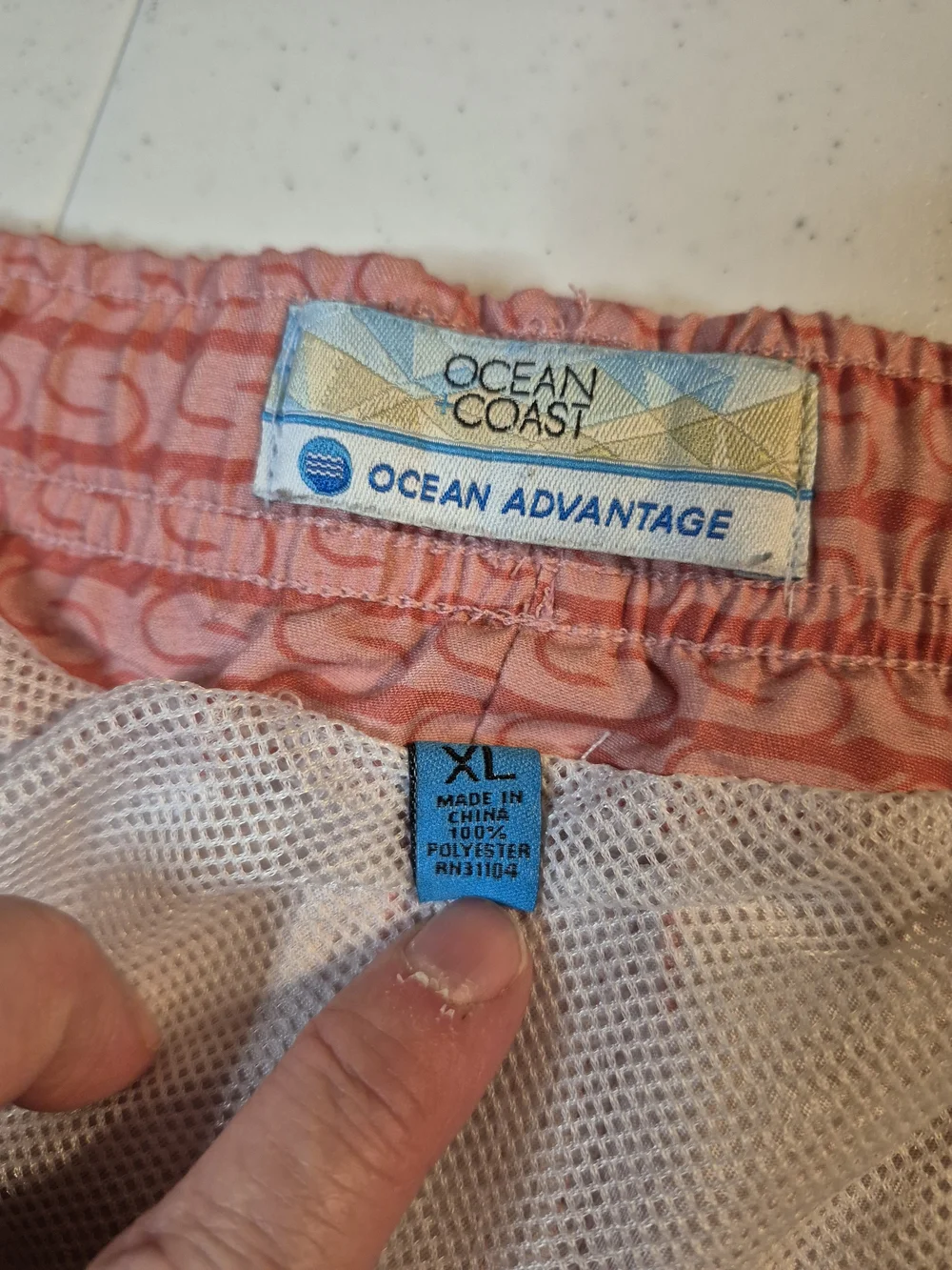 Men's Pink Patterned Swim Trunks with Drawstring Waist 4828